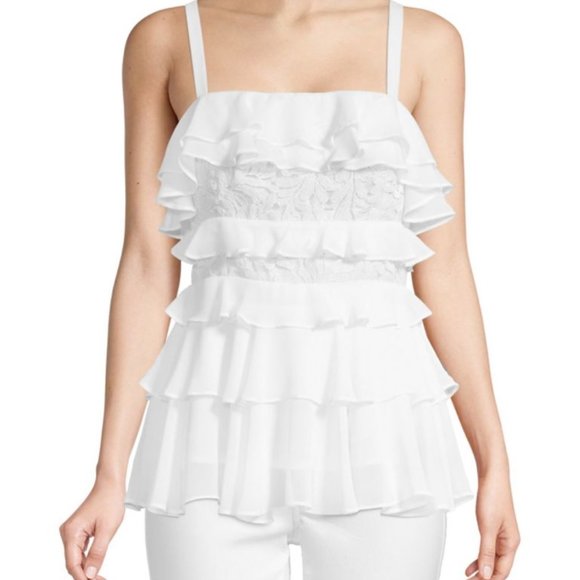 Lilly Pulitzer Olive Ruffle Lace Top white - Picture 2 of 7